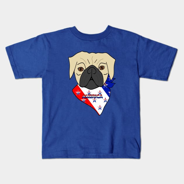 AMERICAN Pug For Fourth Of July Kids T-Shirt by SartorisArt1